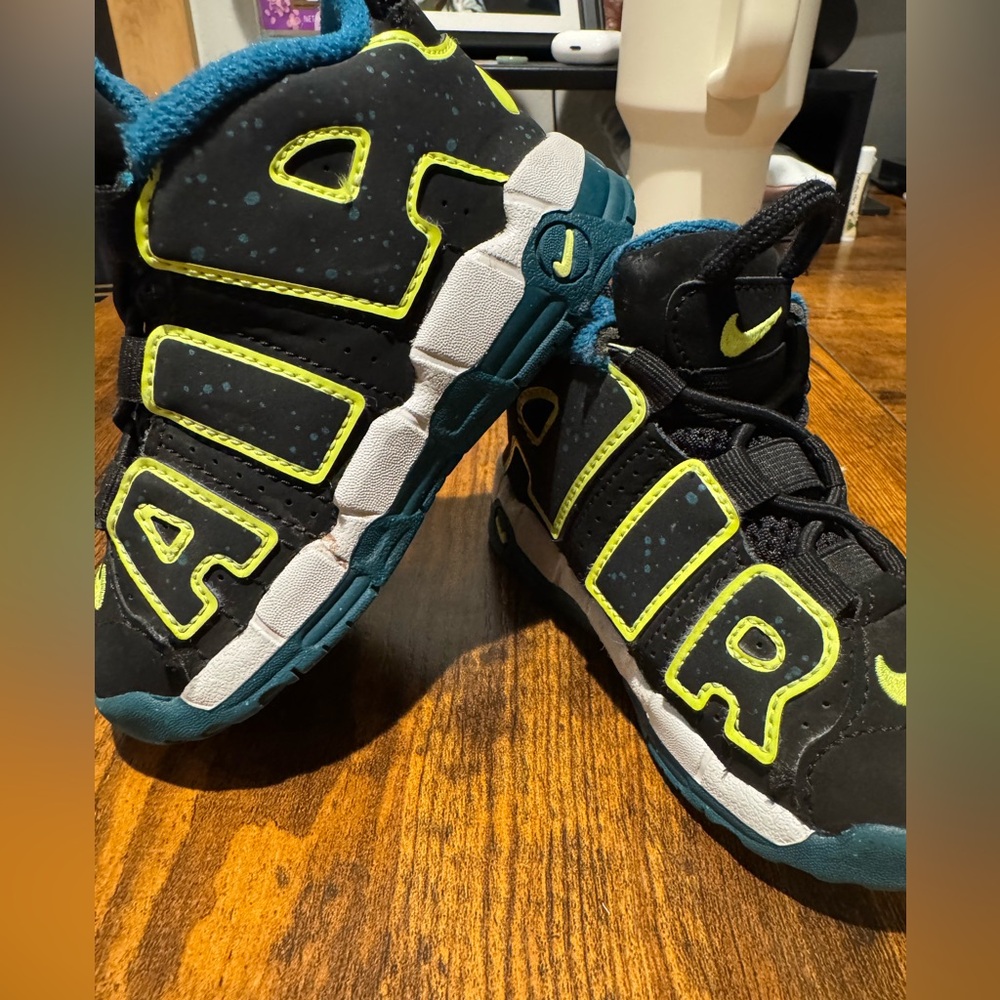 Nike Black and Green Sneakers with Chunky High-Top Design